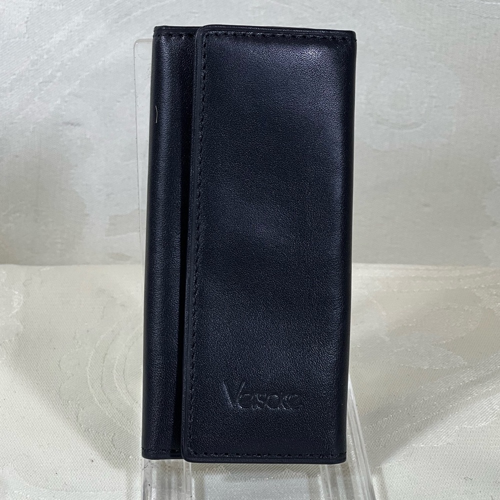 1094: Versace Black Soft Leather 6-Key Case Holder